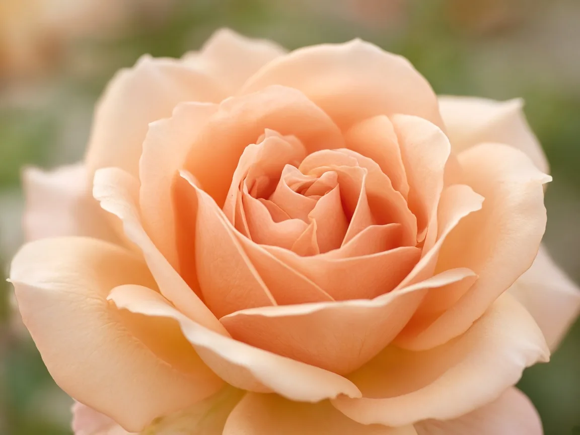 Close-up of a peach rose with open apricot petals