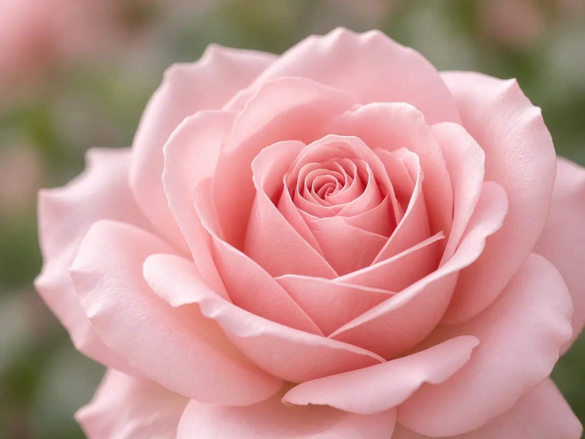 Close-up of a soft pink rose bloom with velvety petals