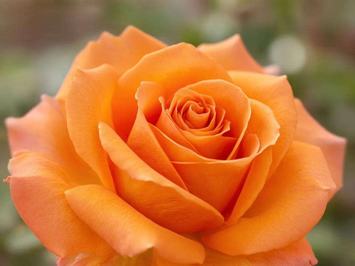 Close-up of a warm orange rose with velvety petals