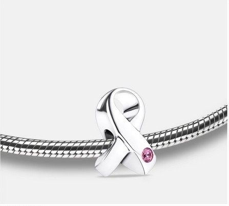 Breloque : Conscience - Plaqué Rhodium avec cristal rose