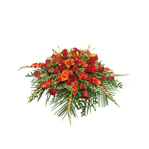 The Flaming Red Casket Spray