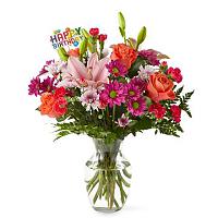 Light of My Life Bouquet & Happy Birthday Topper