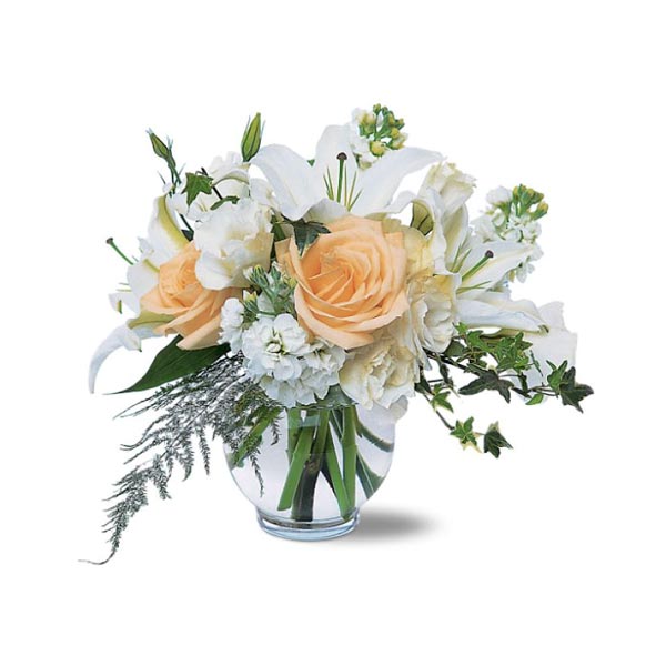 Peach Roses and Lilies