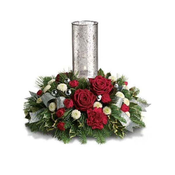 The Snow-Kissed Roses Centerpiece